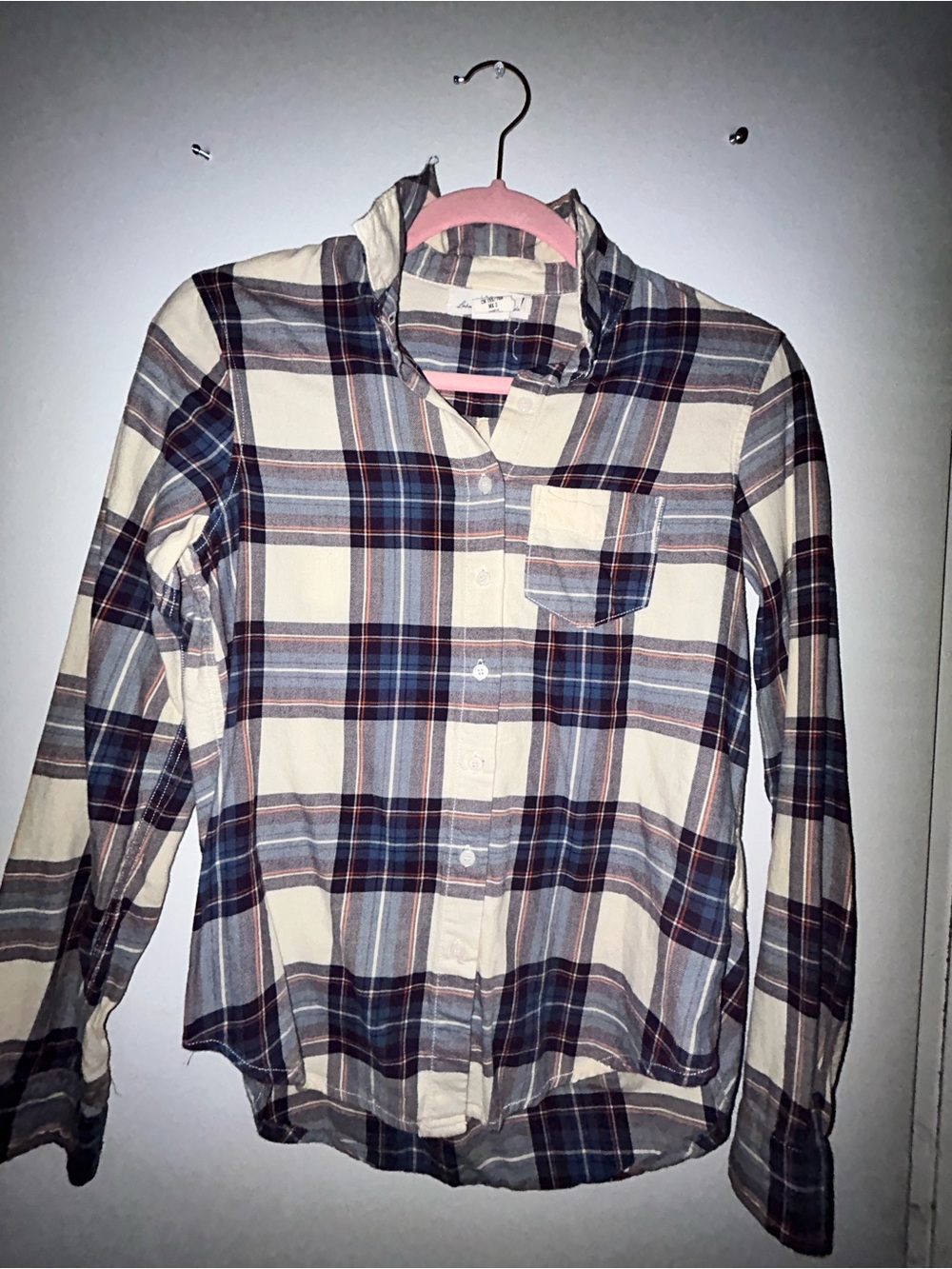 Plaid Button-Down Shirt - Cream Blue by